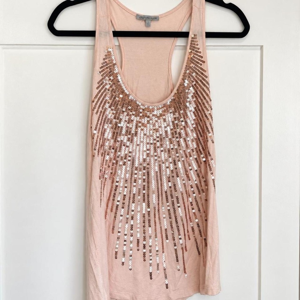 Charlotte Russe Blush Pink Sequin Tank — Size S